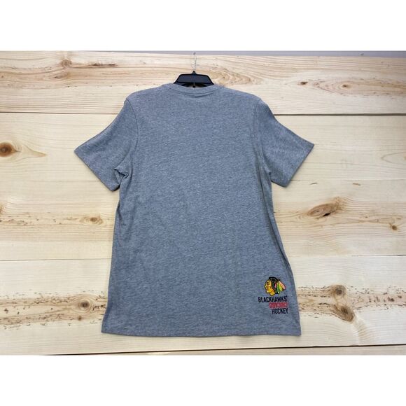 Chicago Blackhawks Shirt Mens Medium Gray Adidas Hockey NHL Short Sleeve Slim - Picture 11 of 14